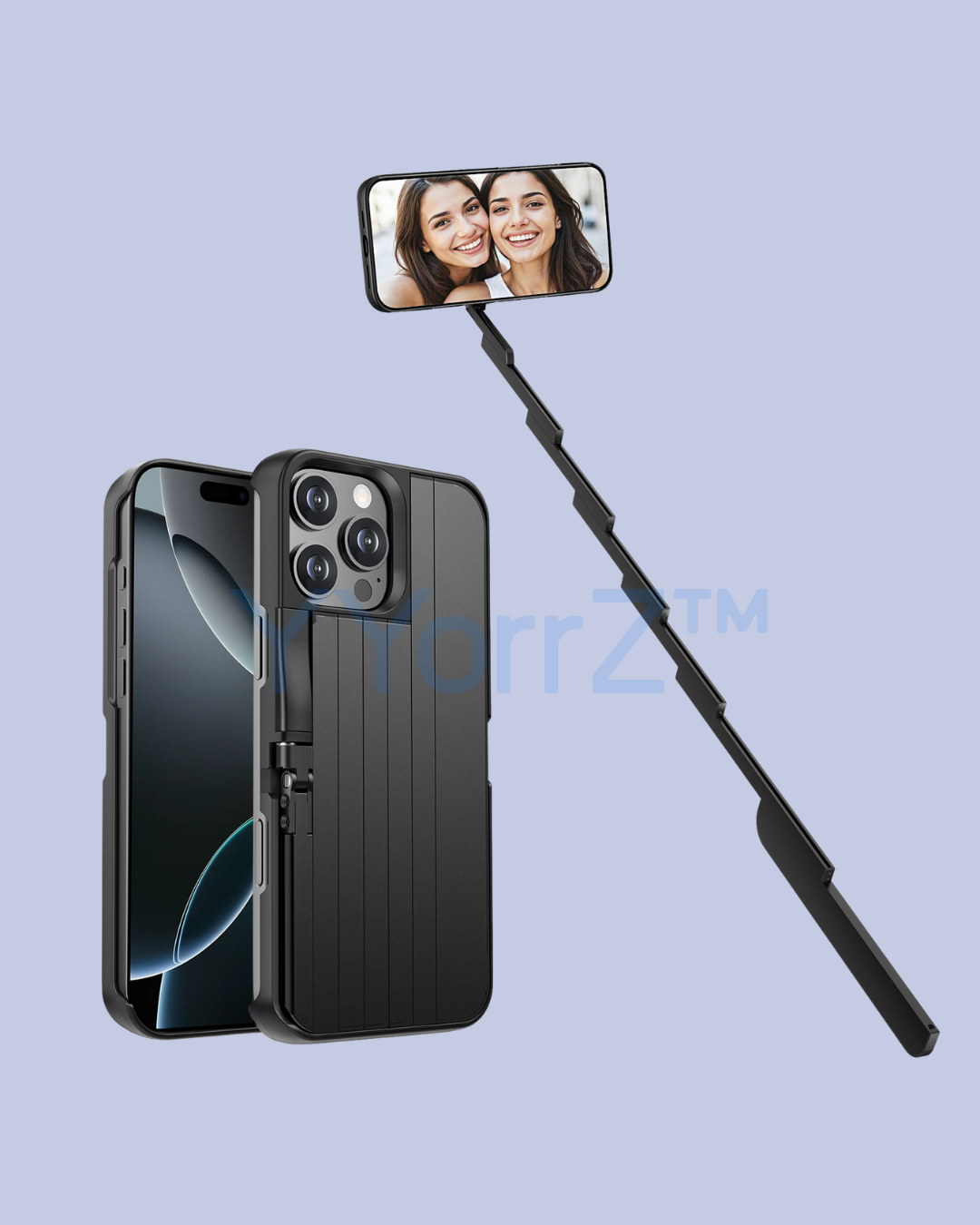 3-in-1 iPhone Case with Built-in Selfie Stick & Foldable Tripod Stand