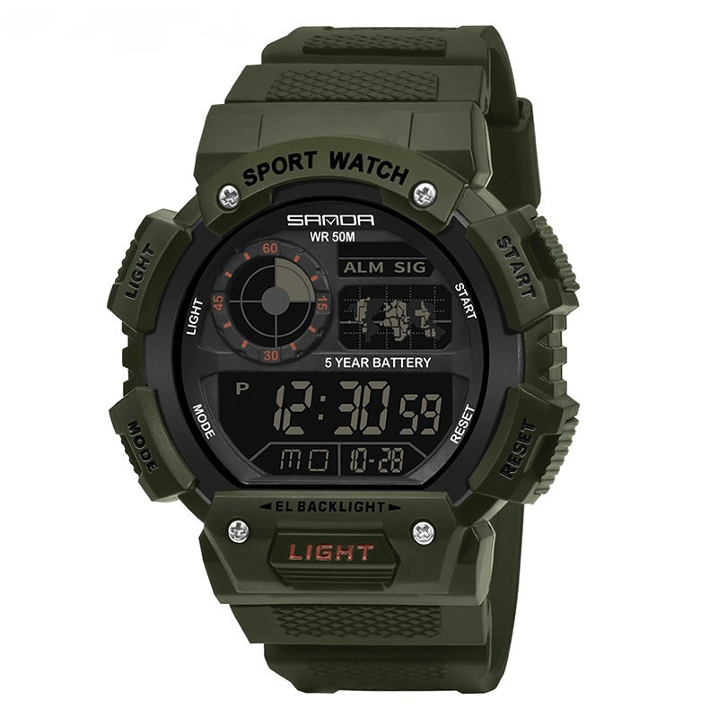 Rugged Military Style Digital Watch for Men | Luminous Face, Stopwatch, Alarm | SANDA 6009