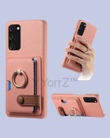 All displays of the dusty pink Galaxy A52 Card Slot Leather Case