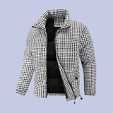 Another display of the Houndstooth Puffer Coat with Cotton Filler