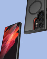 The back and front view of the Galaxy Symmetry Magnet Frosted Phone Case
