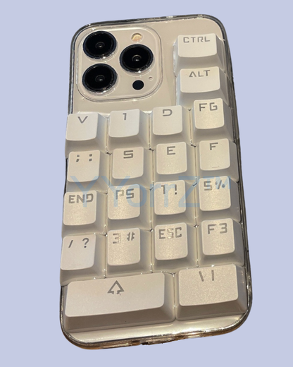 Back display of the Clear Mechanical Keyboard Keycap iPhone Case