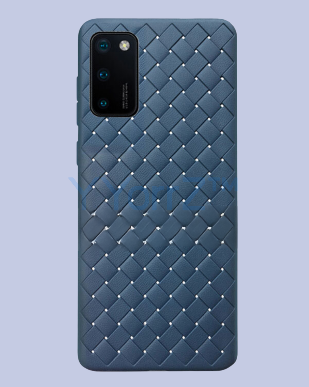 The back view of the Blue Galaxy Woven Diamond Grid Design Case
