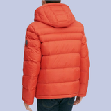 The back view of the Burnt Orange Winter Hooded Down Cotton Fill Puffer Jacket