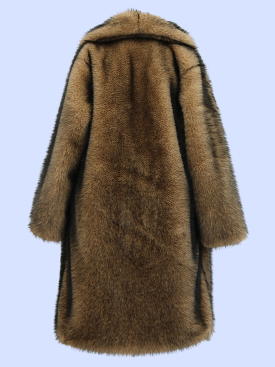 A back view of the Extra Long Loose Fit Winter Faux Fur Coat