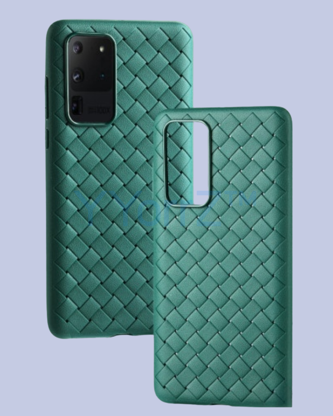 The back view of the Green Galaxy Woven Diamond Grid Design Case