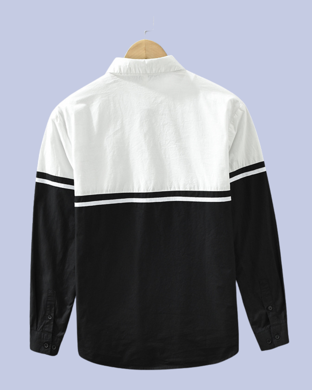 Back view of the white top Modern Two-Tone Men's Cotton Shirt
