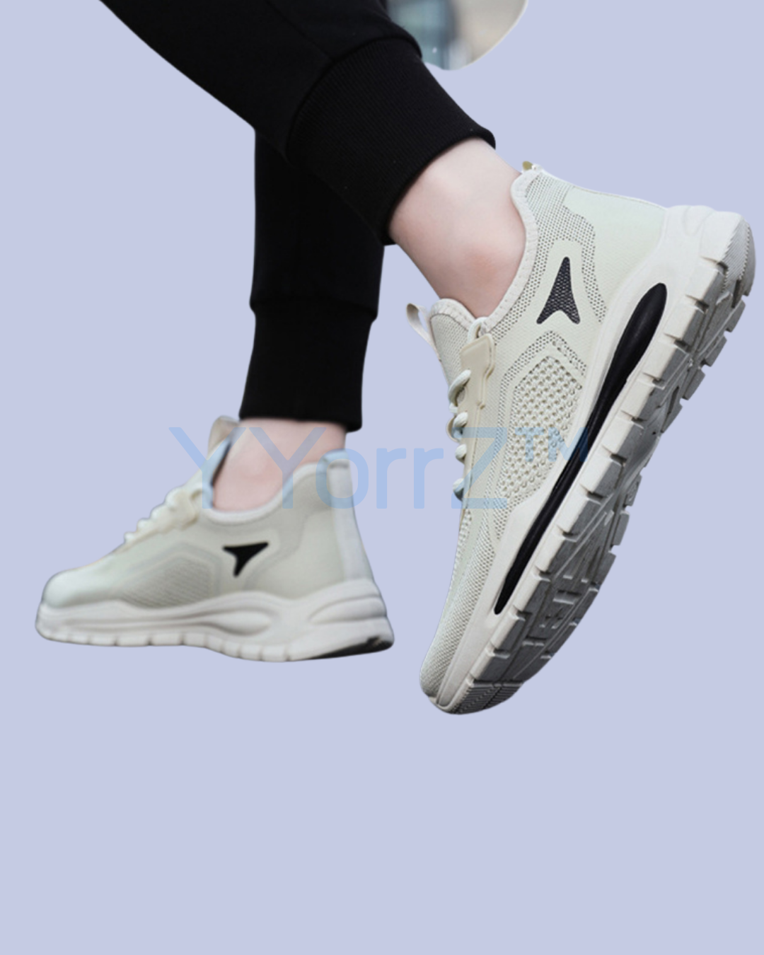 The Beige Lightweight Breathable Mesh Sneakers with EVA Insole and Rubber Sole in real life