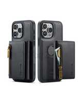 The black Magnetic Leather Wallet iPhone Cover
