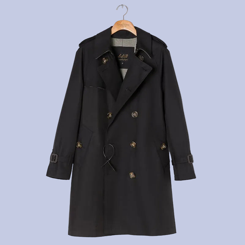 Military Style Double-Breasted Trench Coat