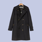 The black Military Style Double-Breasted Trench Coat