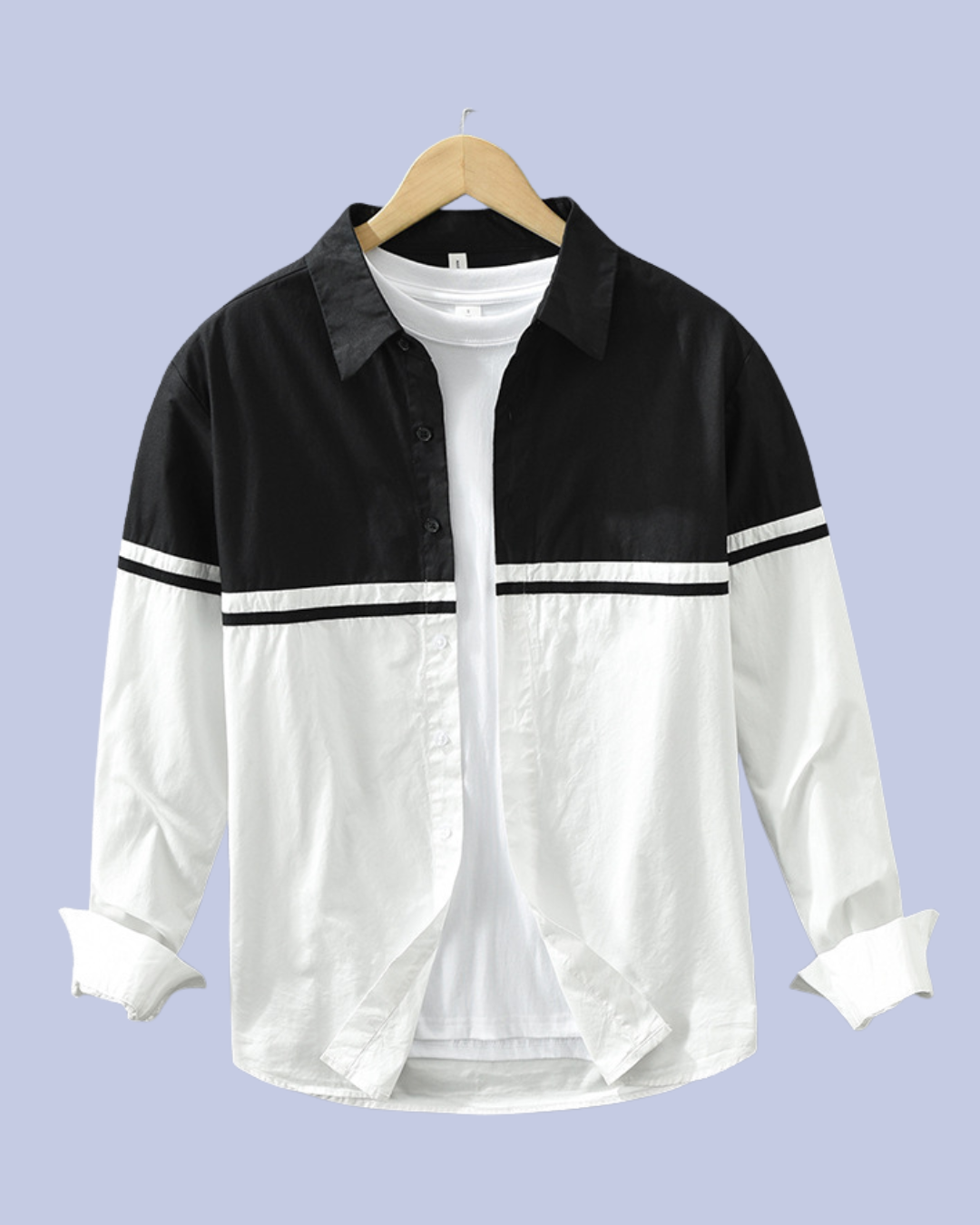 Black top Modern Two-Tone Men's Cotton Shirt