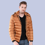 The Caramel Ochre Winter Hooded Down Cotton Fill Puffer Jacket