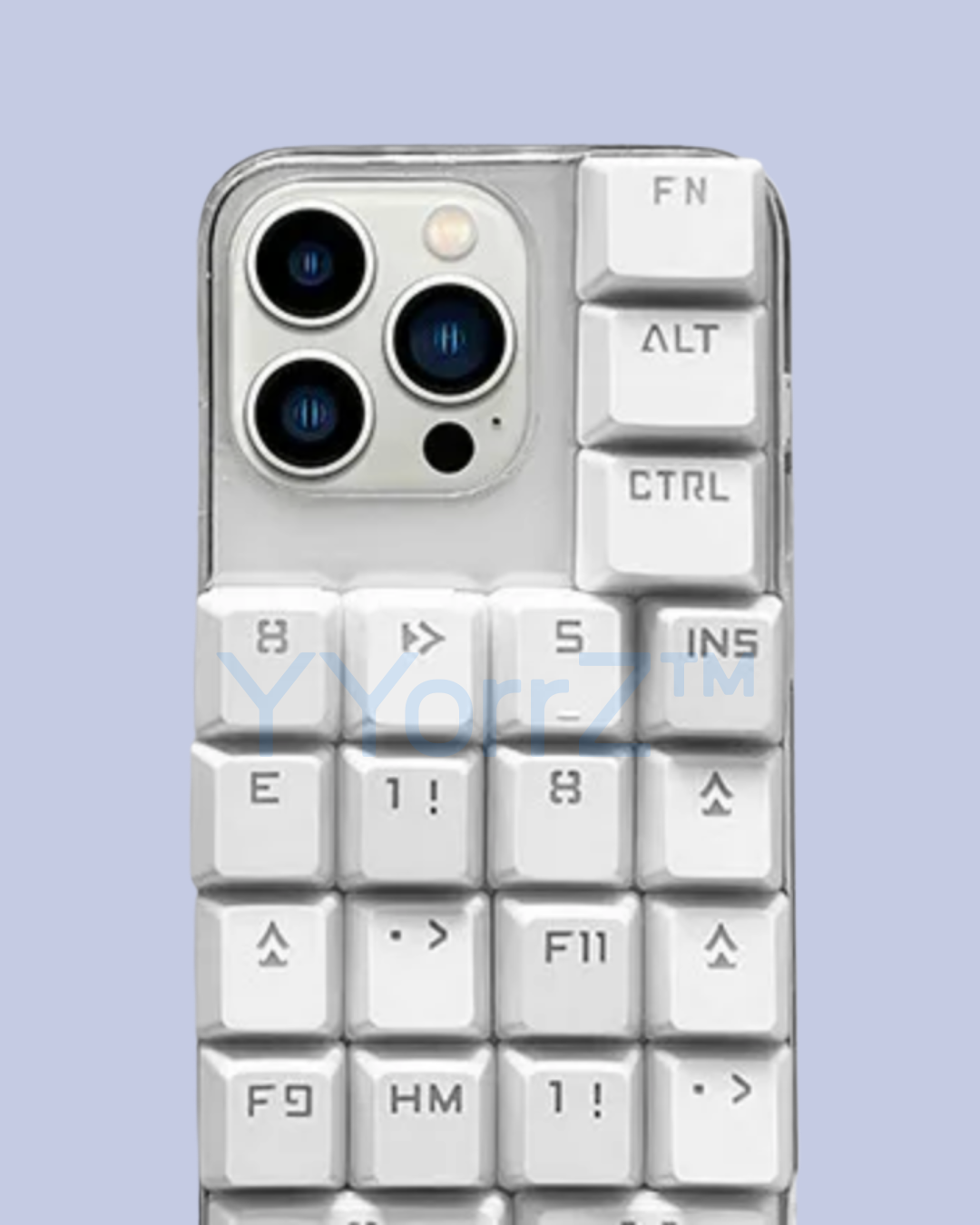 The camera area of the Clear Mechanical Keyboard Keycap iPhone Case