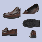 A closer view of the Details of the Men's Full-Grain Leather Dress Slip-On Loafers