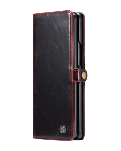 The dark espresso brown Samsung Galaxy Z Fold3 5G Magnetic Leather Wallet Cover