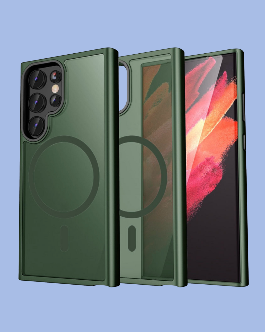 The dark green of the Galaxy Symmetry Magnet Frosted Phone Case