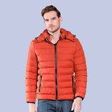 The display front view of the Burnt Orange Winter Hooded Down Cotton Fill Puffer Jacket