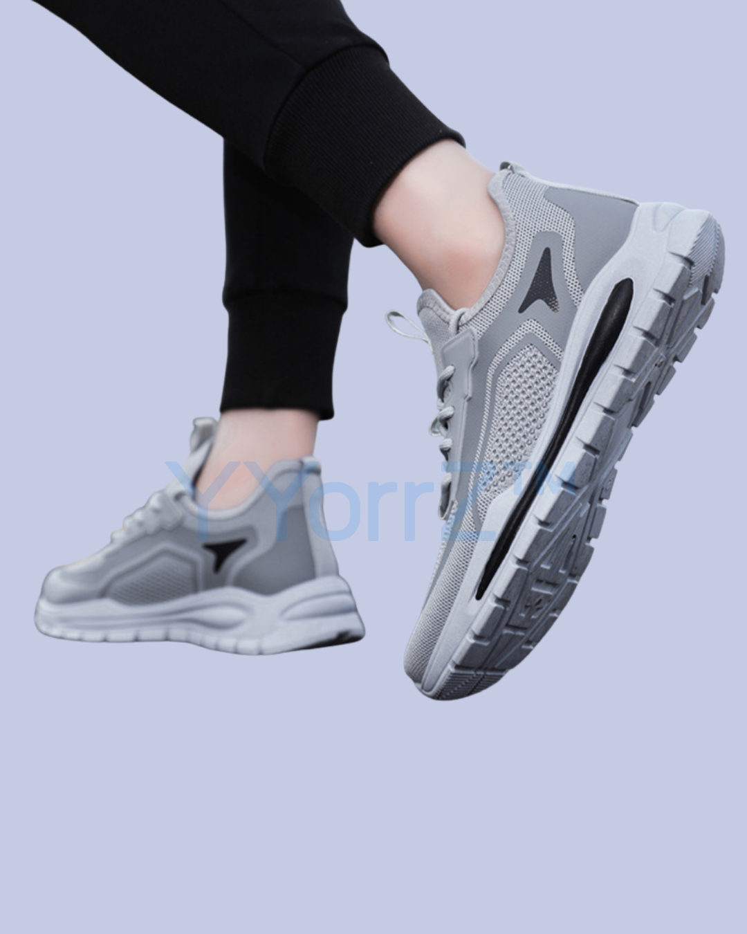 The Gray Lightweight Breathable Mesh Sneakers with EVA Insole and Rubber Sole in real life