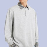 Heather grey Loose Fit Collared Mock Layer Sweater
