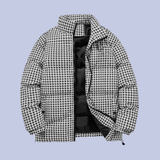 The display of the Houndstooth Puffer Coat with Cotton Filler