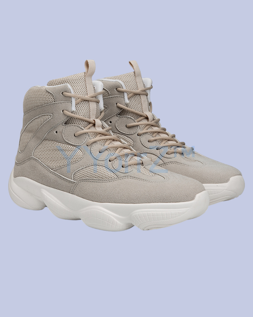The display of the beige Urban Streetwear High-Top Sneakers