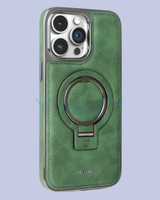 The Forest Green 360° Flip Ring Leather MagSafe Magnetic iPhone Case