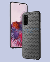 Front and back views of the Black Galaxy Woven Diamond Grid Design Case