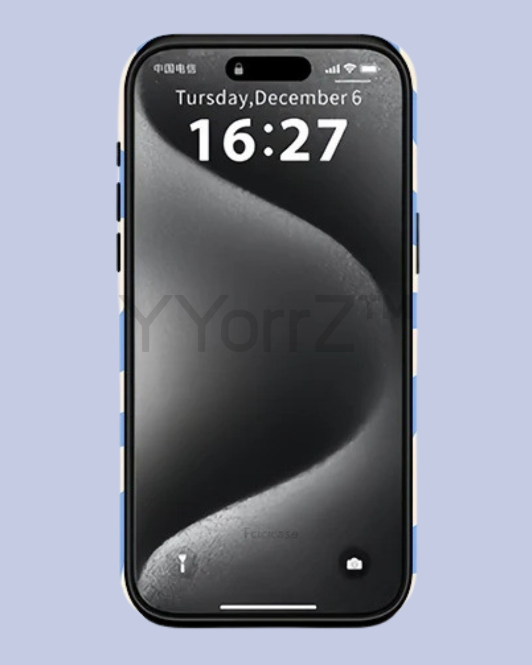 The front display of the Blue Cream Swirl Wavy Solid iPhone Case
