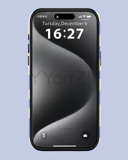 The front display of the Blue Cream Swirl Wavy Solid iPhone Case
