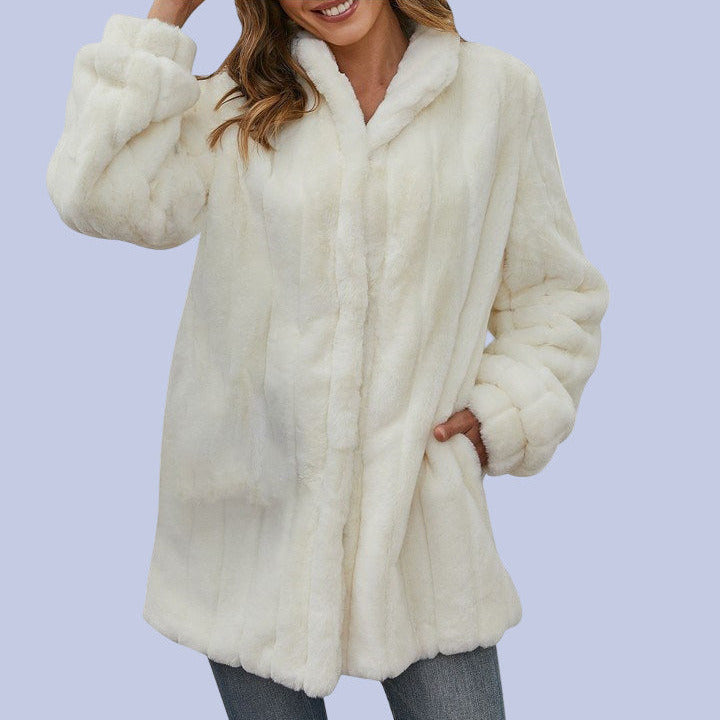 Soft White Faux Fur Overcoat