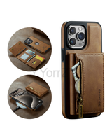 The full compartments of the Magnetic Leather Wallet iPhone Cover