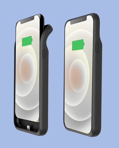How the Safe Rechargeable Power Bank iPhone Case is slide into an iPhone