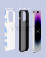 The inside display of the Blue Cream Swirl Wavy Solid iPhone Case