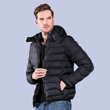 The jet black Winter Hooded Down Cotton Fill Puffer Jacket