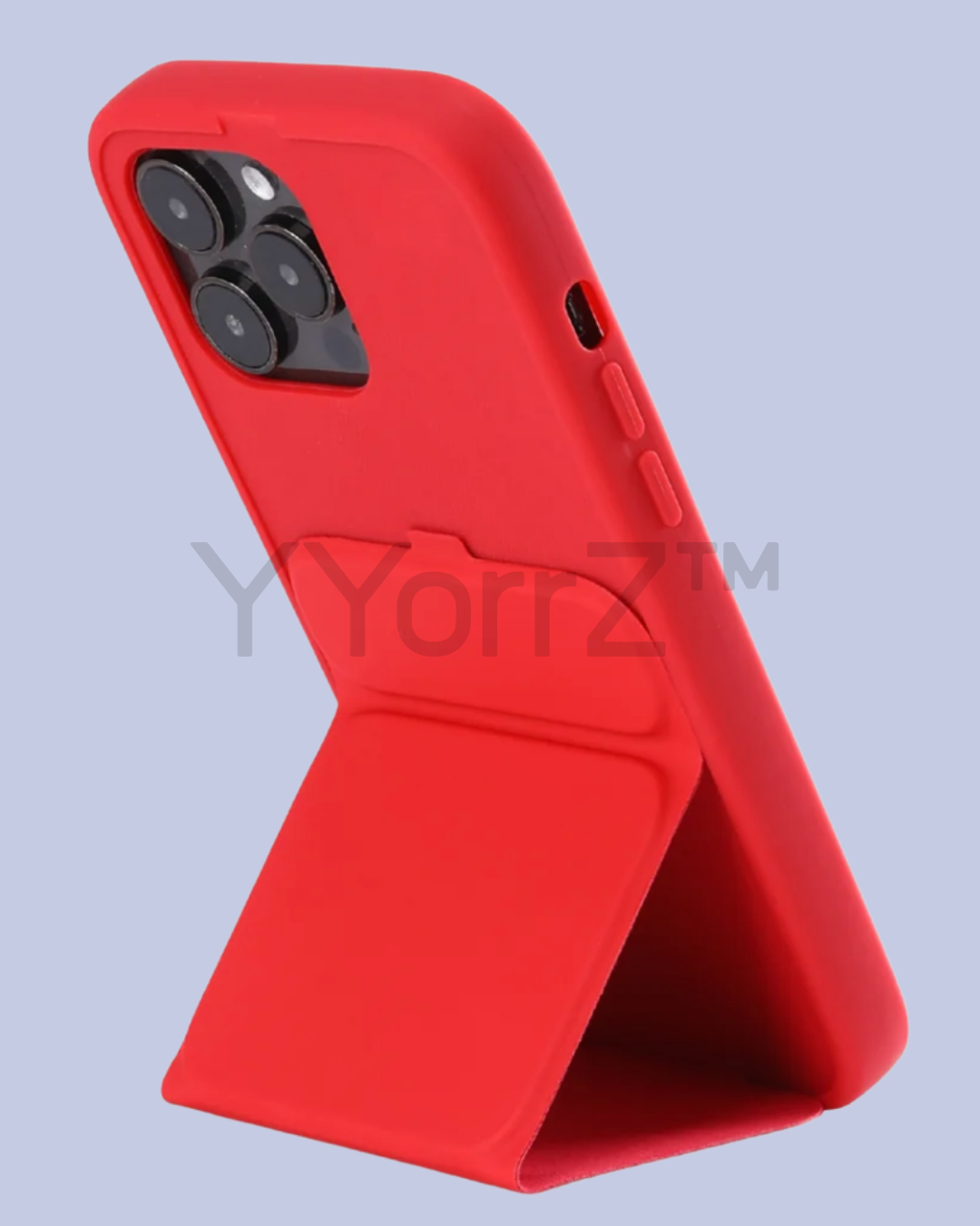The stand display bright red Slim Tri-Fold Stand Silicone iPhone Case
