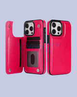Magenta Flip Wallet Card Holder iPhone Leather Case