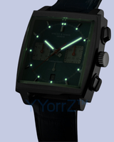 Men's Square Motorsport Chronograph Watch at Night.