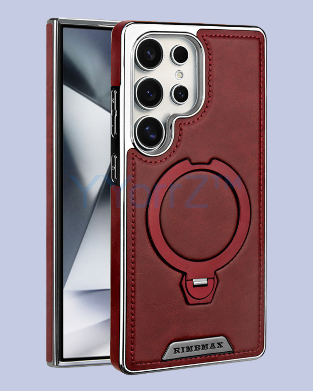 Merlot Red 360° Flip Ring Leather MagSafe Magnetic Samsung Galaxy Case