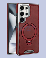Merlot Red 360° Flip Ring Leather MagSafe Magnetic Samsung Galaxy Case