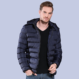 The midnight navy Winter Hooded Down Cotton Fill Puffer Jacket