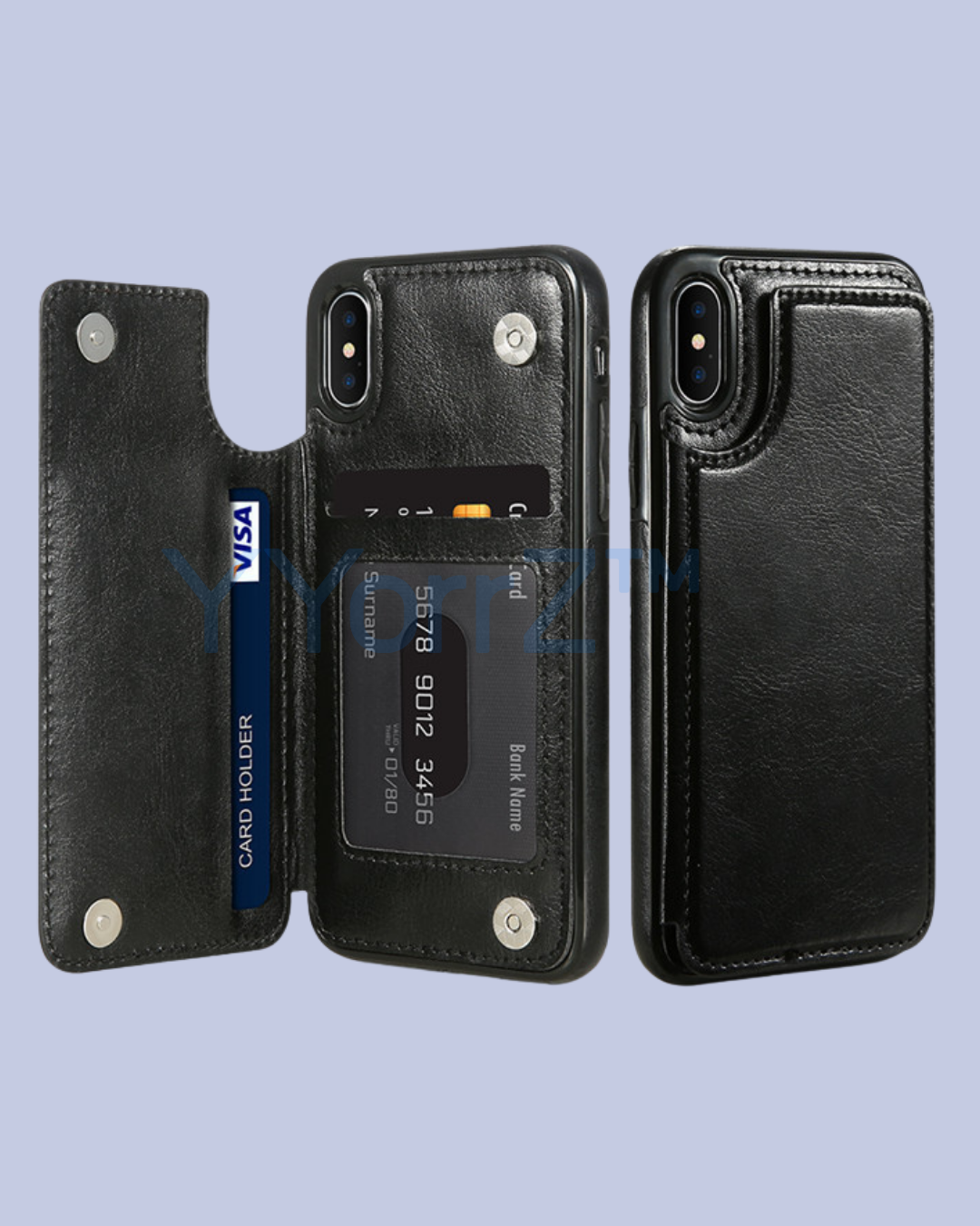 Multi-card Slot Double Openings Leather Smart iPhone Case