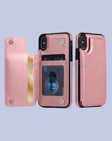 Open Rose Gold Multi-card Slot Double Openings Leather Smart iPhone Case