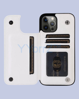 Open White Flip Wallet Card Holder iPhone Leather Case