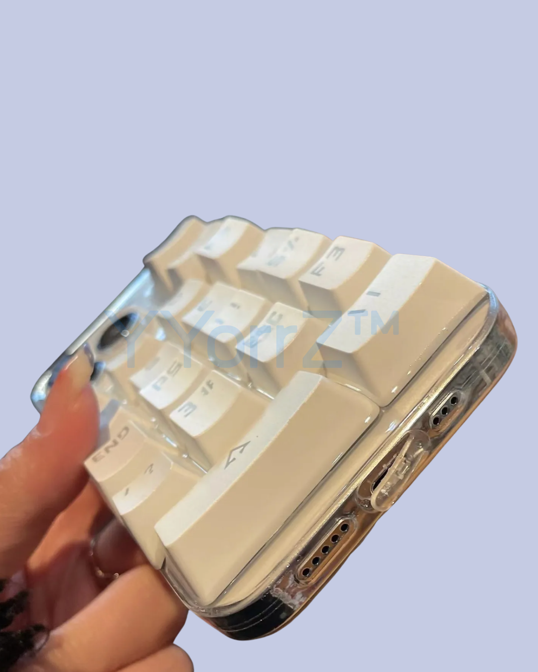 The ports of the Clear Mechanical Keyboard Keycap iPhone Case
