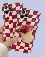 The Red Checkered iPhone Case with Apple Stand Grip and without the Apple Grip Stand