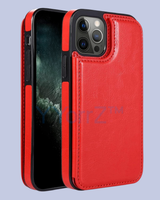 Red Flip Wallet Card Holder iPhone Leather Case