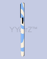 The right side view of the Blue Cream Swirl Wavy Solid iPhone Case