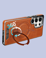 The ring stand 360° Flip Ring Leather MagSafe Magnetic Samsung Galaxy Case