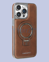 The Saddle Brown 360° Flip Ring Leather MagSafe Magnetic iPhone Case